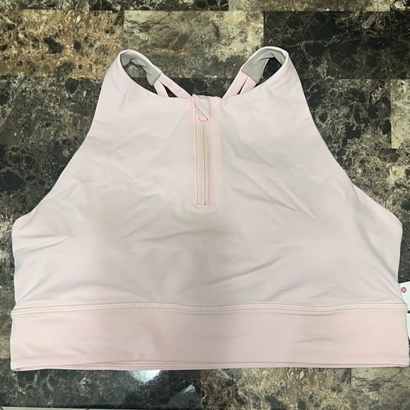 LULULEMON ENERGY HIGH-NECK LONG LINE BRA ZIP IN FRONT LIGHT PINK COLOR NWT - Picture 5 of 9